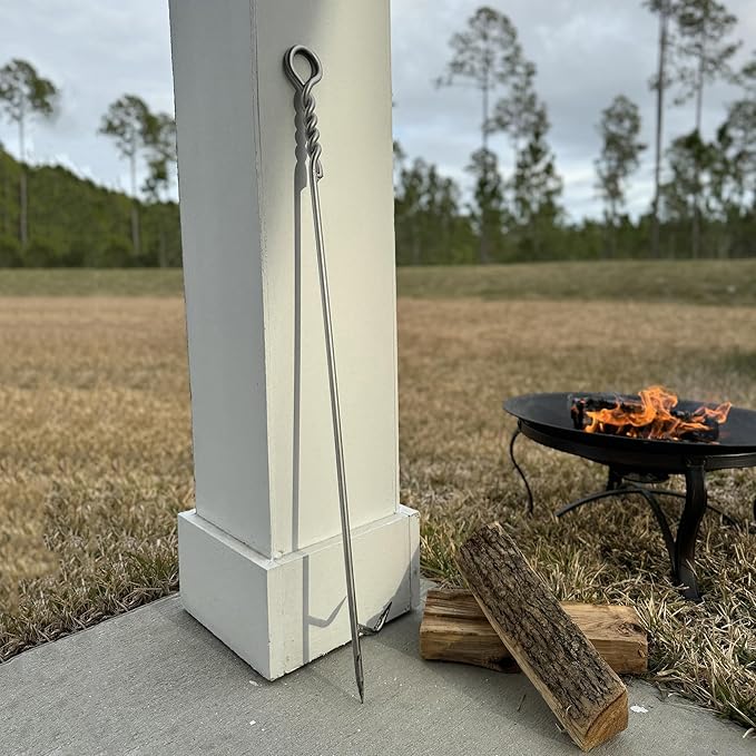 Fire Poker for Fire Pit 40in Twisted Rope Design 304 Stainless Steels Fireplace Poker Handmade Fire Pit Poker for Firewood Log Coals Campfire Wood Stove, Outdoor and Indoor Use