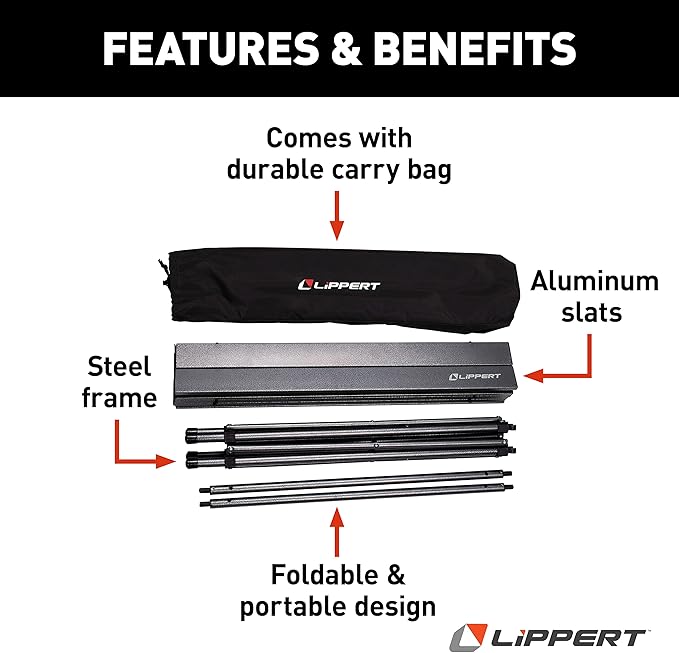 Lippert HD Hybrid Foldable Camp Table with Carry Bag White 27 1/2” x 27 1/2” x 27 1/2" (H x W x D),Hammer Grey