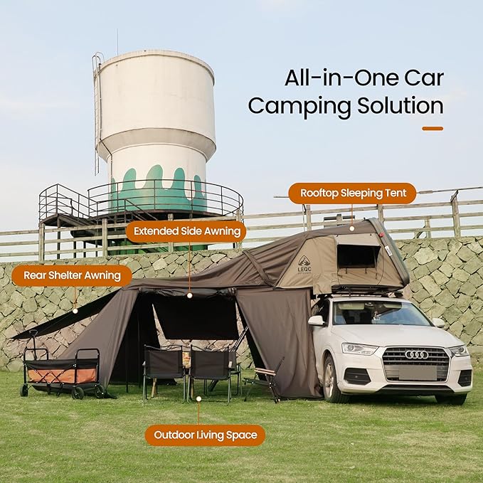 Rooftop Tent Hard Shell β Waterproof Car Tents with Modular Annex Room, Skylight & Rear Awning, Easy Up Roof with Ladder, 2β3 Person Tents for Overlanding & Car Camping