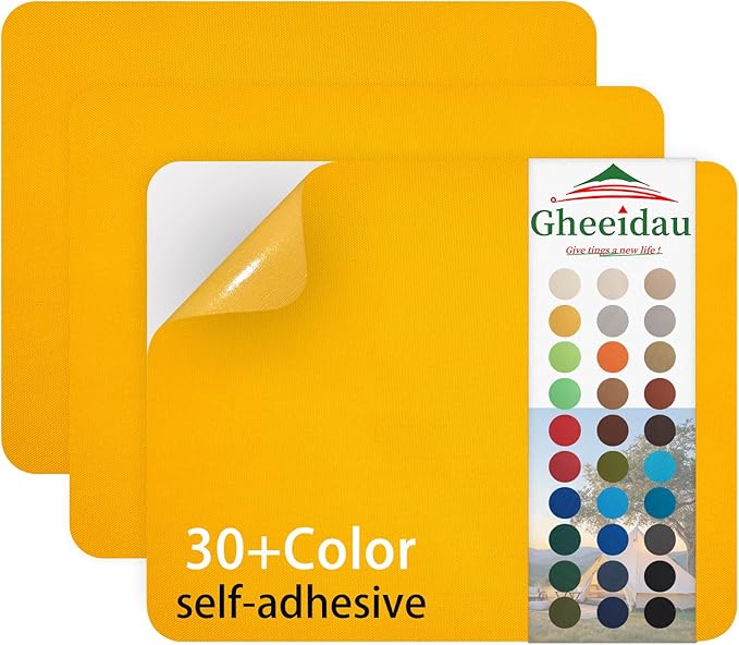 Canvas Repair Patch 9×11 Inch 3Pcs Waterproof Self-Adhesive Fabric Repair Patch for Tents,Boat Cover,Pop Up Canopy,Patio,Bags,Car Seats,Sofas,Furniture Cover(Bright Yellow)