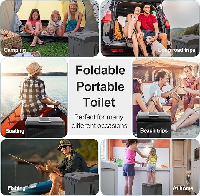 Portable Toilet Camping Toilets for Car Indoor Outdoor Commode Foldable Travel Potty for Camping,Tent,Hiking,Boating,Long Road Trips,Traffic jam,Home