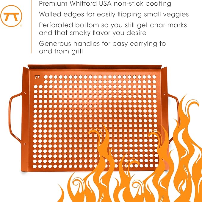 Outset Copper Grill Grid, 7" x 11", Non-Stick Grill Pan