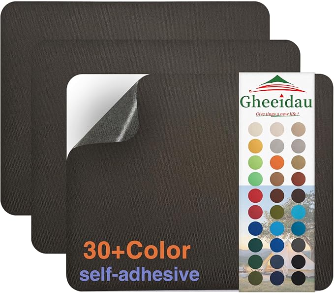 Canvas Repair Patch 9×11 Inch 3Pcs Waterproof Self-Adhesive Fabric Repair Patch for Tents,Boat Cover,Pop Up Canopy,Patio,Bags,Car Seats,Sofas,Furniture Cover(Coffee)