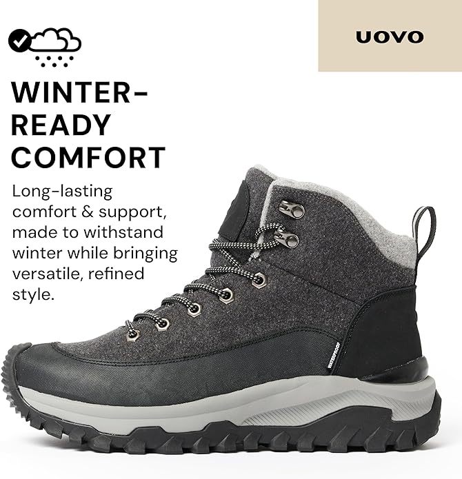 UOVO Men’s Winter Boot, Waterproof Leather