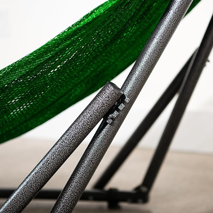Best Home Fashion Hammock with Collapsible Steel Stand 450 lbs Capacity & Carrying Case, Portable & Adjustable, Perfect for Camping Beach Summer Patio, EZ Daze Foldable Hammock with Stand- Green