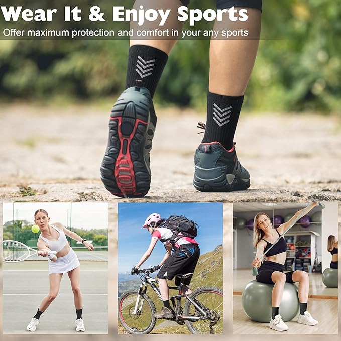 Crew Socks for Women,Athletic Hiking Running Compression Socks with Cushioned Support 3-6 Pairs