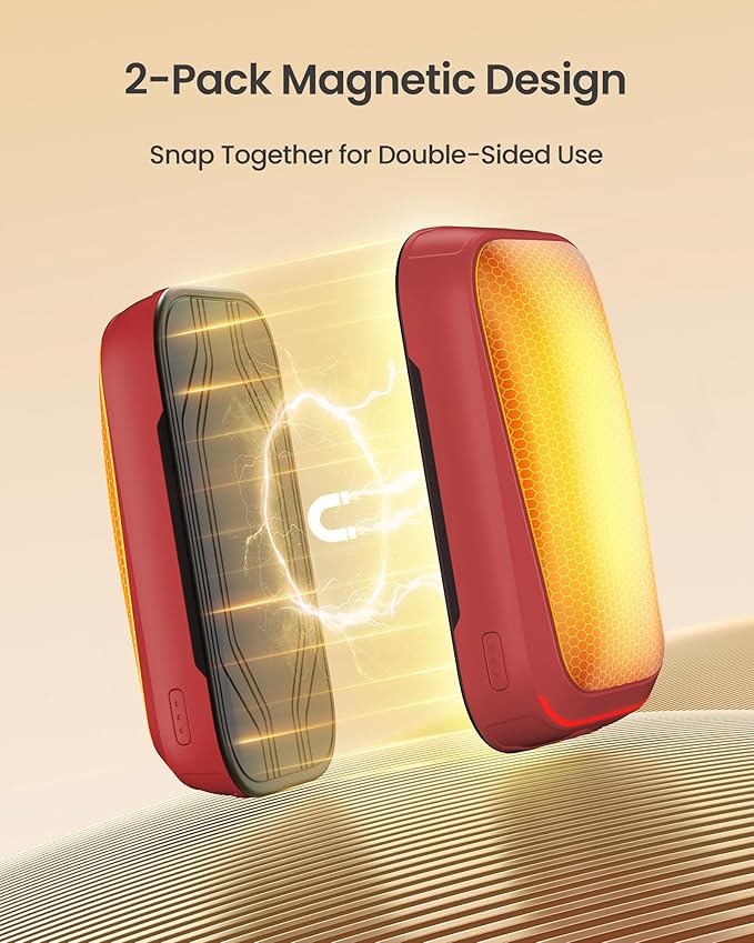 Gaiatop Electric Hand Warmers Rechargeable, Magnetic Pocket Hand Warmer 2-Pack, 3s Fast Heating, Fits in Gloves, for Winter Sports, Hunting Accessories, Stocking Stuffers Gifts for Men Women