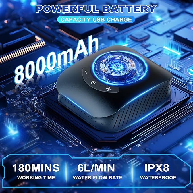 Portable Shower for Camping, 8000mAh Rechargeable Camping Shower Pump with 3X Stronger Water Flow, 5 Pressure Levels & 4 Shower Modes Outdoor Shower with Intelligent LED Display for Hiking Travel Pet