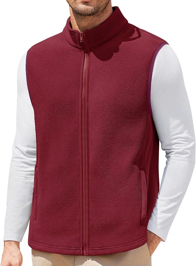 COOFANDY Mens Polar Fleece Vest Lightweight Sleeveless Jacket Warm Zip up Outerwear Vests with Zipper Pockets for Hiking