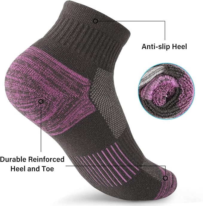 Gonii Ankle Socks Womens Athletic Thick Cushioned Running Hiking Low Cut 5-Pairs