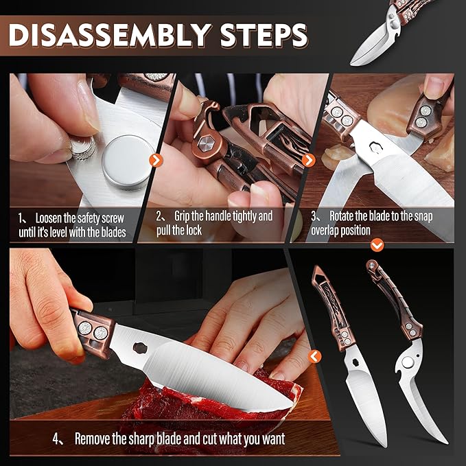 Dream Reach Kitchen Poultry Shears - Heavy Duty Detachable Meat Scissors for Cutting Chicken, Kitchen Food Scissors with Serrated Edge for Thanksgiving Bronze