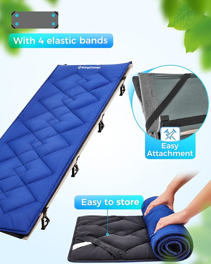 KingCamp Cot Mattress, Portable Lightweight Camping Sleeping Mat Soft Comfortable Non-Slip Cot Pad for Camp Cot, RV Bunk & Twin Beds