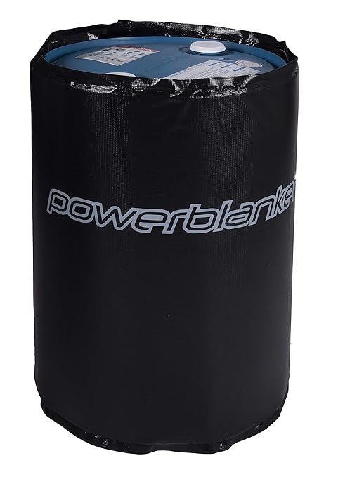 Powerblanket BH55RR-80 Industrial Grade/Weather Resistant D-15 Vinyl Shell 55 gal Insulated Drum Heating Blanket, Fixed Internal Thermostat 80 Degree F, Barrel Heater, Black