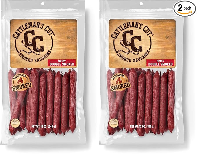 Cattleman's Cut Spicy Double Smoked Sausages, 12 Ounce (Pack of 2)