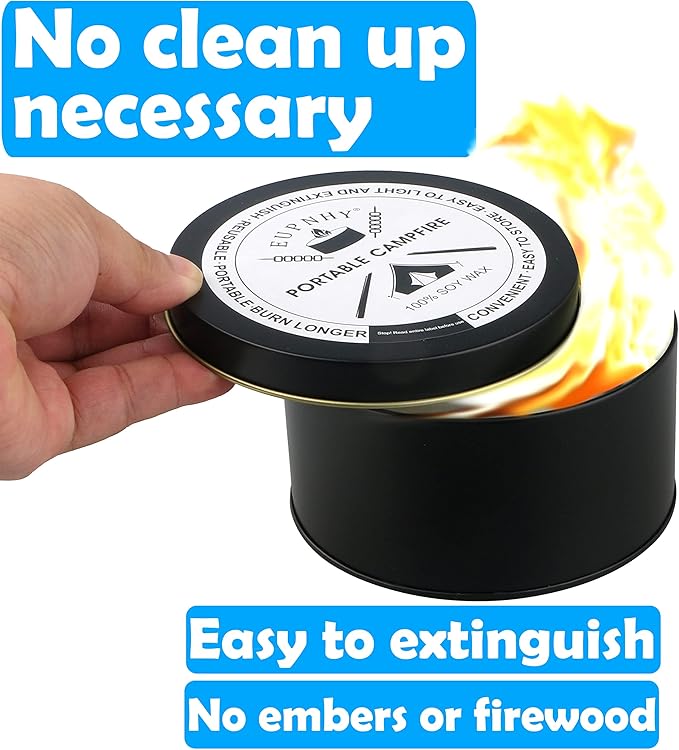 Portable Campfire | Portable Fire Pit | Smores Maker | Lightweight and Portable | 3-5 Hours of Burn Time | Convenient-No Wood-No Embers-No Hassle | Great Gifts for Picnics, Camping and More.