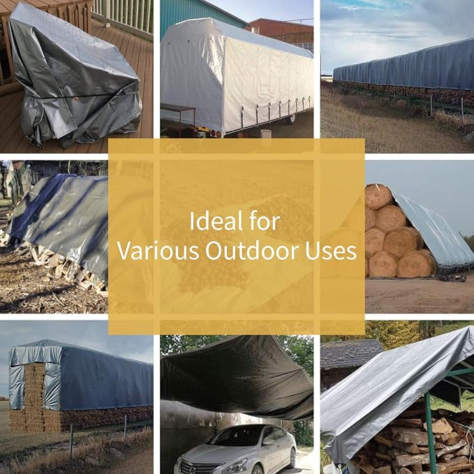 GUARD SHIELD Heavy Duty Tarp 18x24 Feet Silver/Black Multi Purpose Thick Waterproof Poly Tarp Cover 10mil