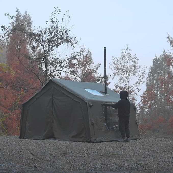 Coody | Rbm Outdoors Koala/Hub/Octopus Inflatable Tents for Camping with Stove Jack, 2/8/10 Person Luxury Canvas Blow Up Tent, 2 Room, Easy Setup Casa de Campaña, Large Inflatable House with Pump
