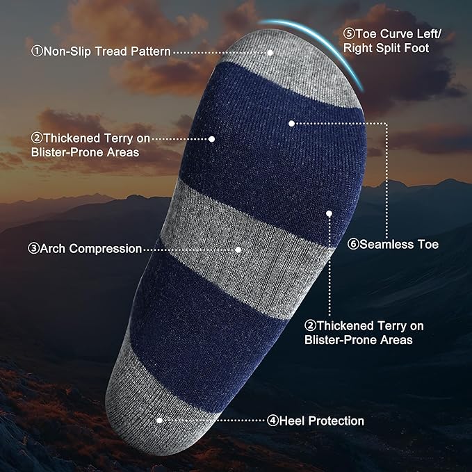 innotree 3 Pack Men's Merino Wool Hiking Socks, Micro Crew Cushioned Hiking Walking Thermal Moisture Wicking Trekking Socks