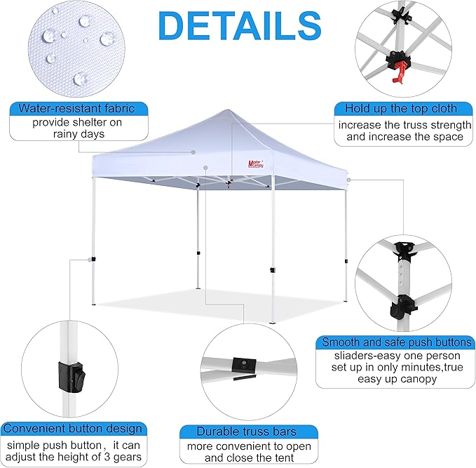 MASTERCANOPY Pop Up Canopy Tent Commercial Grade Instant Shelter (8x8, White)