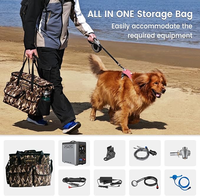 GPT3U Portable Propane Water Heater – Instant Hot Water, Constant Temperature Control, Rechargeable Battery, Safety Protections – Ideal for Camping, Hiking, Beach & Outdoor Adventures