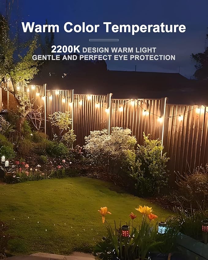Lightdot 300FT Outdoor String Lights, LED Bistro String Lights with Shatterproof ST38 Bulbs, 2200K Dimmable, Waterproof Hanging Lights for Porch, Party, Garden, Backyard, Balcony - ETL Listed