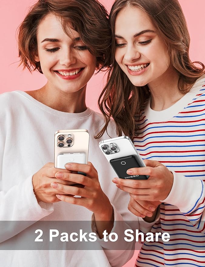 10000mAh Slim Portable Charger with Built in Cable, Power Bank Travel Charger External Battery Pack for Phone, 3 Output USB Type C Cord Clutch Charger Compatible with iPhone, 2 Pack Black & White