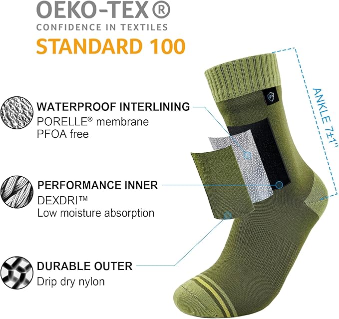 DexShell Waterproof Socks for Men & Women, Ultralite for Hiking Walking Outdoor Activities in Cold Wet Weather, Unisex Ankle