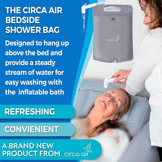 Circa Air Portable Bath Tubs Adults - Inflatable Bathtub with Bedside Shower Bag & Electric Pump, Full Body Washing in Bed, Bed Bath Supplies, Portable Shower Bed, Blow Up Tub, Hair Shampoo Basin