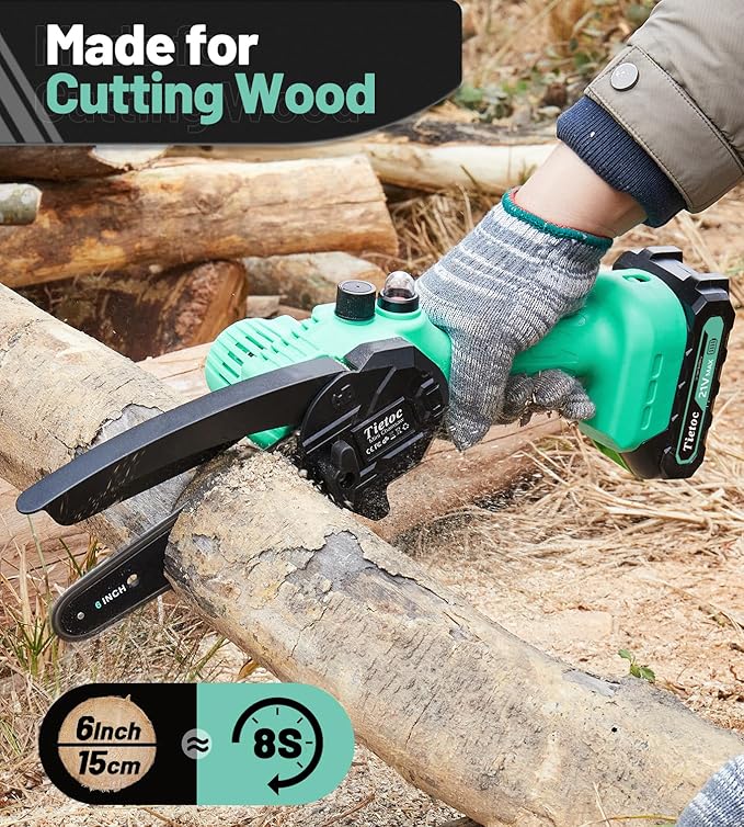 Tietoc Mini Chainsaw 6 Inch Cordless, Portable Electric Chain Saw Small Handheld Battery Powered Super Saws, Tools for Household & Garden, Gifts for Men Dad Husband Fathers Him Her Women Mom 2025