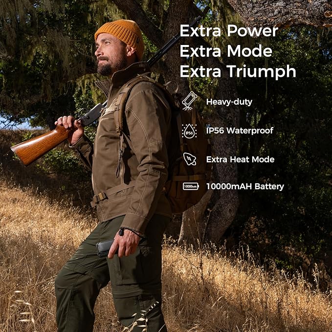 OCOOPA IP56 Waterproof Hand Warmers Rechargeable 10000mAh, Extra Heat Mode,16hrs Heat, Handwarmer with Torchlight, PD & QC Electric Hand Warmer, Winter Outdoor Gifts for Men Hunting Camping Hiking