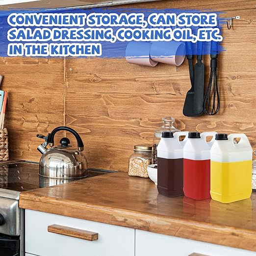 1 Pcs 1 Gallon Plastic Jug with Lids Square Empty Storage Containers HDPE Carboy Plastic Jar Containers for Water Beverage Oil Liquids (Translucent Color)