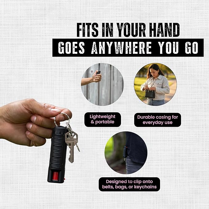 Police Magnum Bulk Pepper Spray Keychain Self Defense- Tactical Maximum Strength- Belt Clip Safety Key Chains for Women & Men- Made in The USA