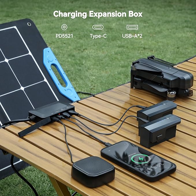 Ruko RK100 100W Portable and Foldable Solar Panel, IP67 Waterproof Power Backup, Solar Panel Charger for Power Station with Charging Expansion Box, Adjustable Kickstand for Camping/RVs