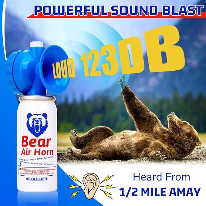 1.4oz Bear Horn for Self Defense, 123dB Loud Mini Air Horn, Audible Up to 1/2 Mile, Safety Air Horn for Hiking,Camping and Outdoor Protection(1.2.4)