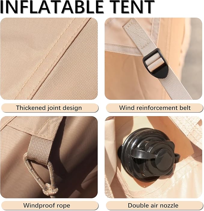 Inflatable Tents for Camping, Portable 4-6 Person Camping Tent with Pump, Easy Setup Waterproof Outdoor Blow Up Tent, 12 Mesh Window, Backpacking Tent for Family Camping Hiking Parties, Double Layer
