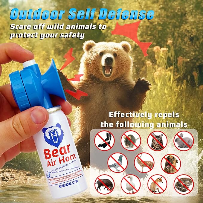 1.4oz Bear Horn for Self Defense, 123dB Loud Mini Air Horn, Audible Up to 1/2 Mile, Safety Air Horn for Hiking,Camping and Outdoor Protection(1.2.4)