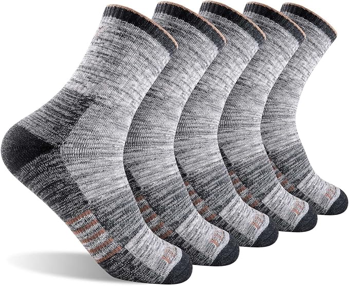 FEIDEER Men's Women's Hiking Walking Socks, Unisex Moisture Wicking Cotton Cushion Ankle Quarter Crew Socks with Arch Support