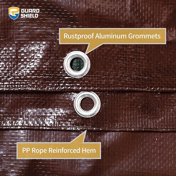 GUARD SHIELD Brown/Green Tarp 10x16 Feet Medium Duty Outdoor Waterproof Multi Purpose Poly Tarps Cover 7mil (2-Pack)