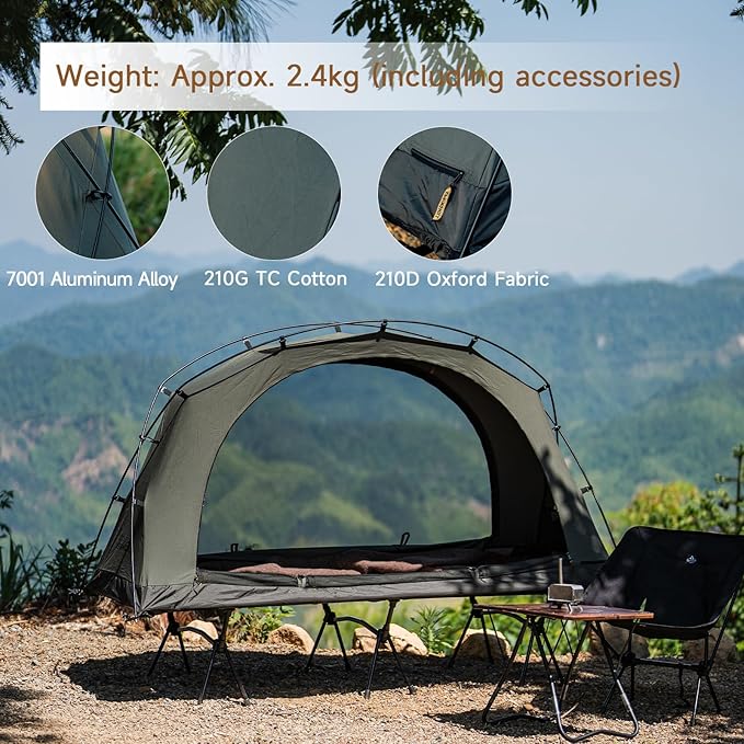 Penglai 1 Person Backpacking Tent - Portable Lightweight Camping Tent 210G TC Cotton, Compact for Traveling & Hiking