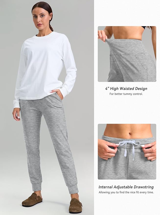G Gradual Women's Fleece Lined Joggers High Waisted Water Resistant Thermal Hiking Pants Cold Weather Sweatpants with Pockets