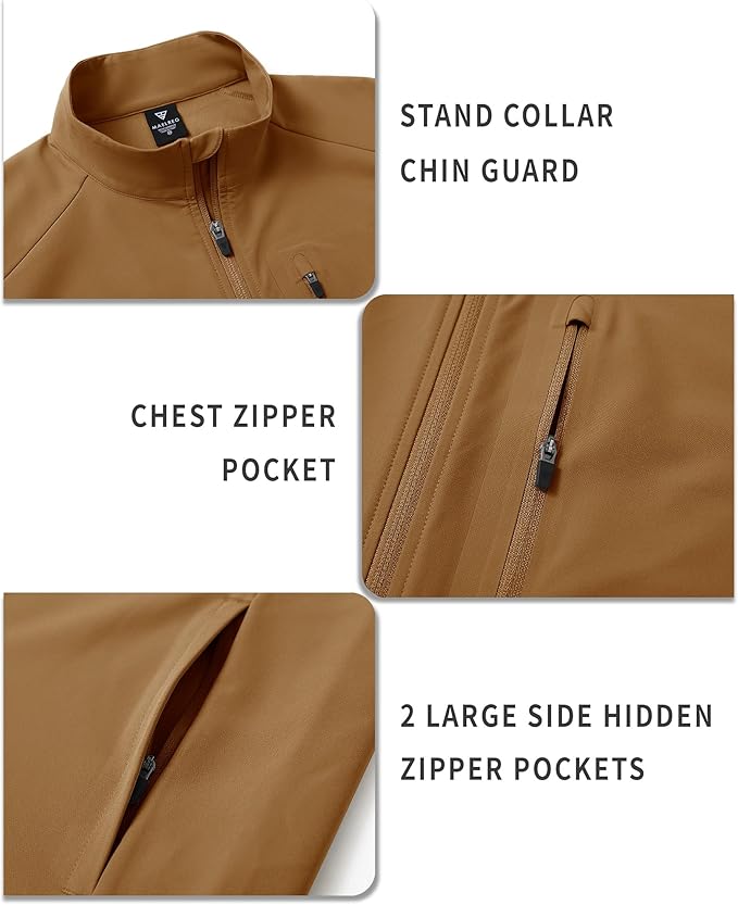 M MAELREG Mens Vests Outerwear Windproof Lightweight Softshell Vests Zip Pockets Sports Sleeveless Jacket Golf Vests for Men