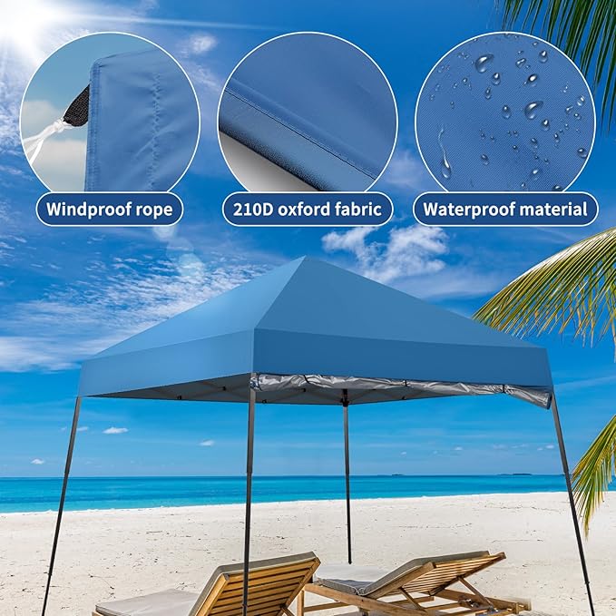 Outvita 6'x6' Pop Up Canopy Tent Commercial Instant Gazebo Tent, Waterproof & UV Protection Canopy Tent with Slant Legs & 1pc sidewall for Party Wedding Birthday BBQ Events