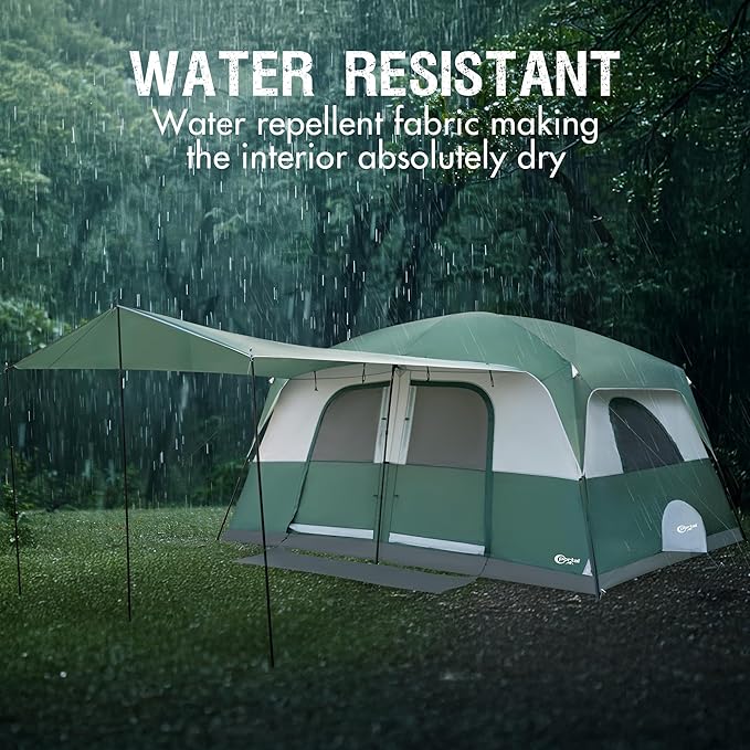 PORTAL 8 Person Tents for Camping, Easy Setup Cabin Tent with Large Porch, 2 Room, Waterproof Family Camping Tent for Outdoor Camping, Patio