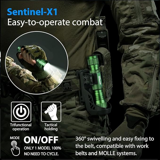 Tactical Flashlight 1200 High Lumen Duty Belt Flashlight for Law Enforcement, Premium Police Flashlight with Holster for Duty Belt,led Flashlight Gifts-Sentinel-X1
