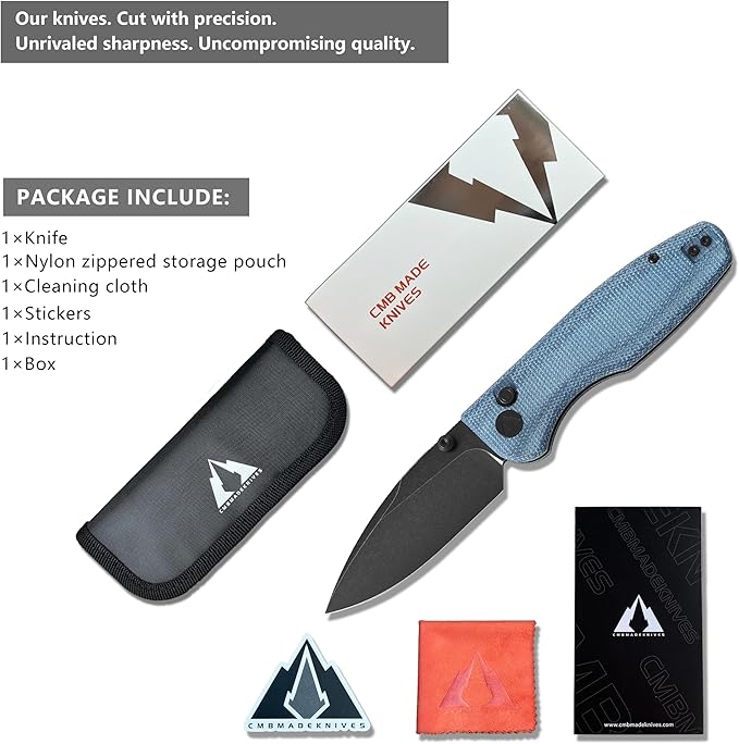 CMB Predator V3 Pocket Folding Knife for EDC with 3.42" Micarta Handle 14C28N Steel Blade Camping Hiking Knife with Pocket Clip for Men Women CMB-19 (CMB-19E)