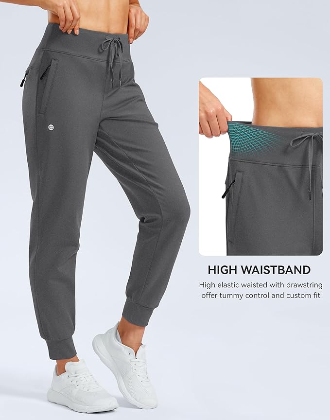 G Gradual Women's Fleece Lined Joggers Water Resistant Hiking Pants High Waisted Winter Thermal Sweatpants 3 Zipper Pockets