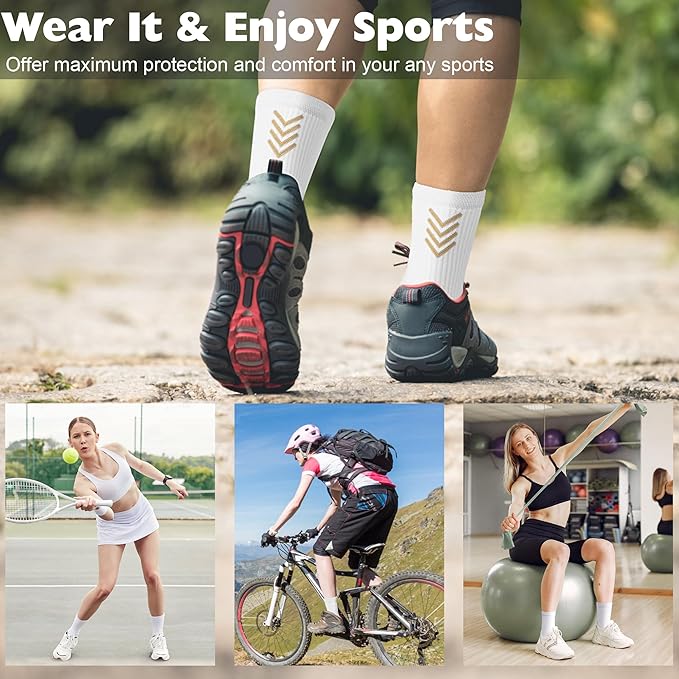 Crew Socks for Women,Athletic Hiking Running Compression Socks with Cushioned Support 3-6 Pairs