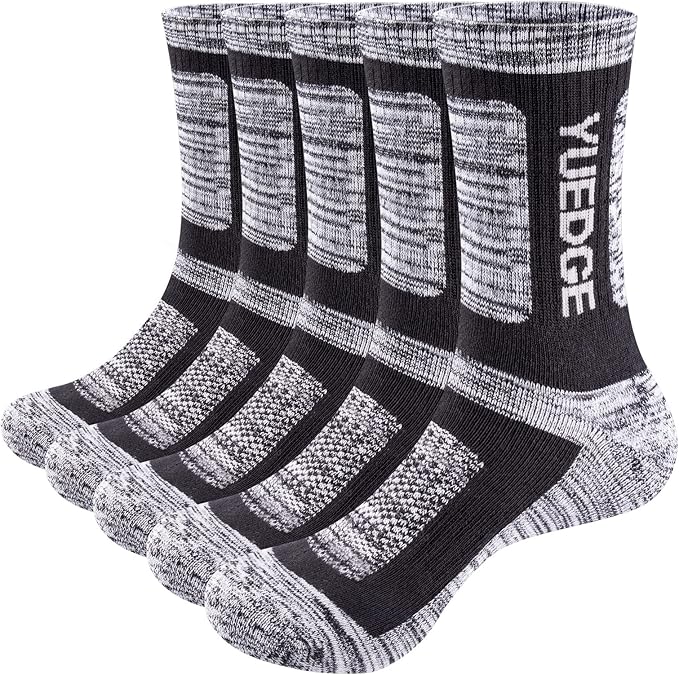 Men's Performance Cotton Moisture Wick Sports Hiking Workout Training Athletic Cushion Crew Socks For Men Size 6-13