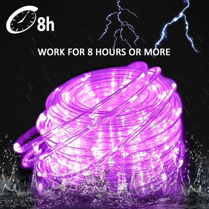 JMEXSUSS 200 LED Pink Solar Rope Lights,72ft 8 Modes Rope Light Outdoor Waterproof LED, Pink Solar Fairy Lights for Fence,Gazebo,Yard,Walkway