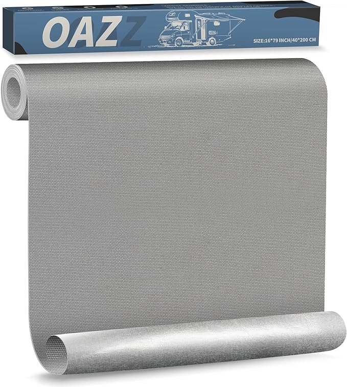 OAZ 16 x 79 inch Canvas Fabric Patch Self-Adhesive Waterproof Fabric Repair Patch Kit for Boat Cover Sofa Chair Couch Tent Bag (Gray)